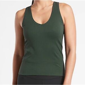 ATHLETA Seamless V-Neck Full Length Ribbed Tank in Seaweed Snack - NWT - L